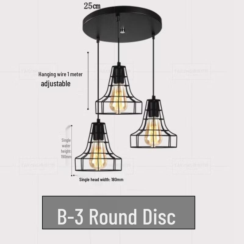 oeny Nordic Three-Head Iron Pendant Light