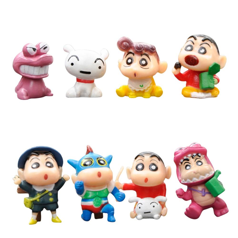 Crayon Shinchan Anime Figure Toys Cute Figurines Shiro Cartoon Model for Desk Decor Car Dashboard Collection Gifts for Girls