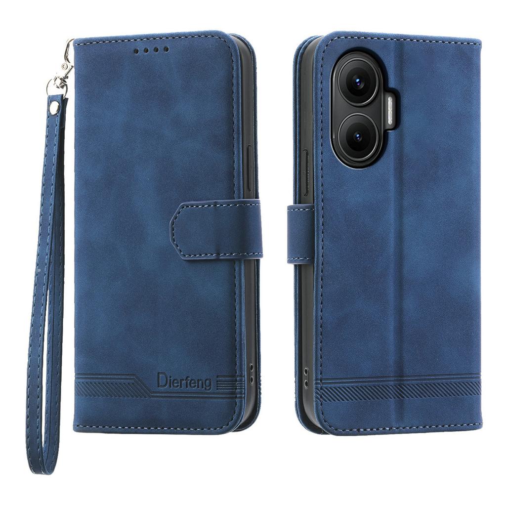 DIERFENG DF-03 For Xiaomi Poco F7 5G/Redmi Turbo 4 Pro 5G Case Lines Imprint Wallet Leather Phone Cover