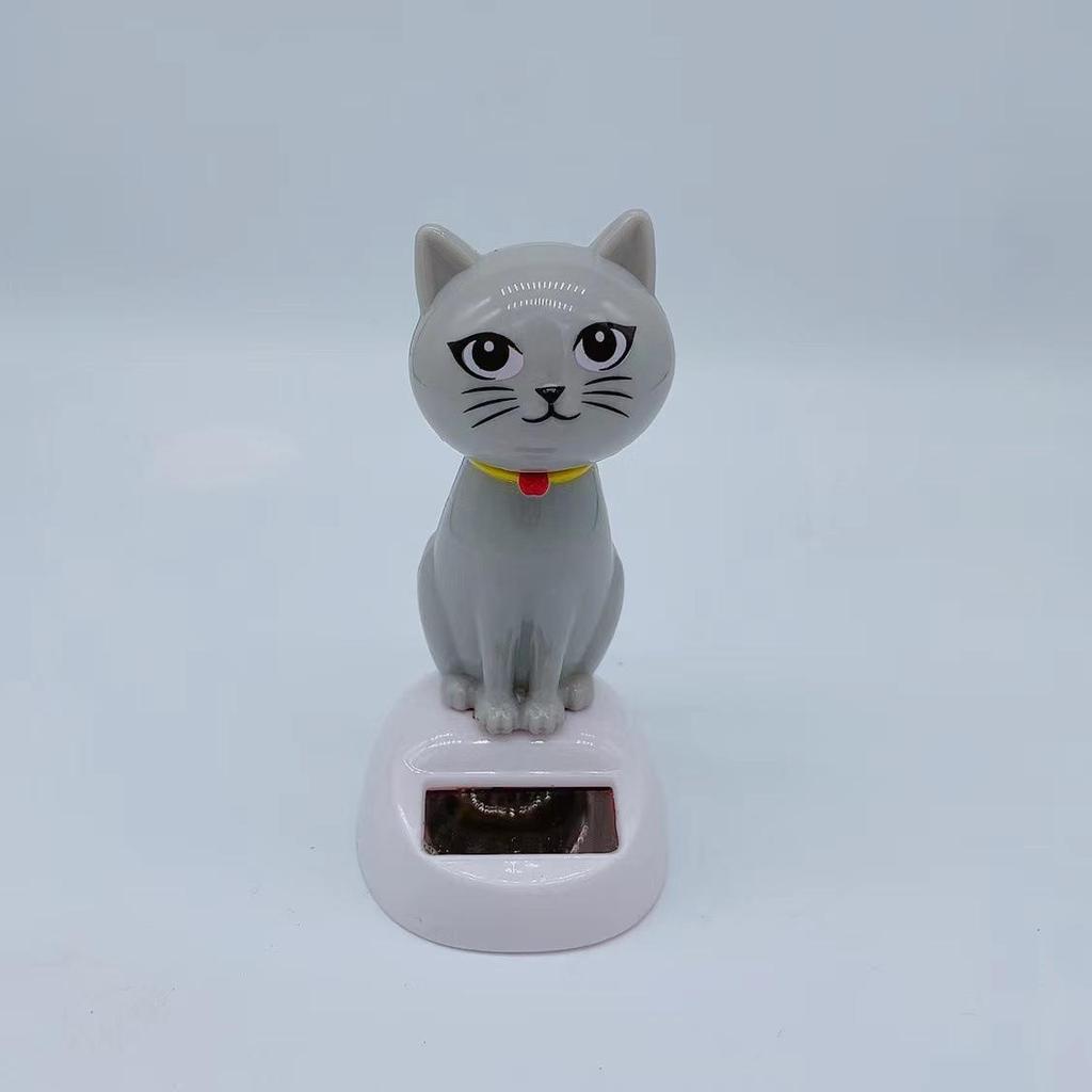 Solar-Powered Wiggling Cat Dashboard Figurine - Creative Cartoon Ornament & Children's Toy Gift