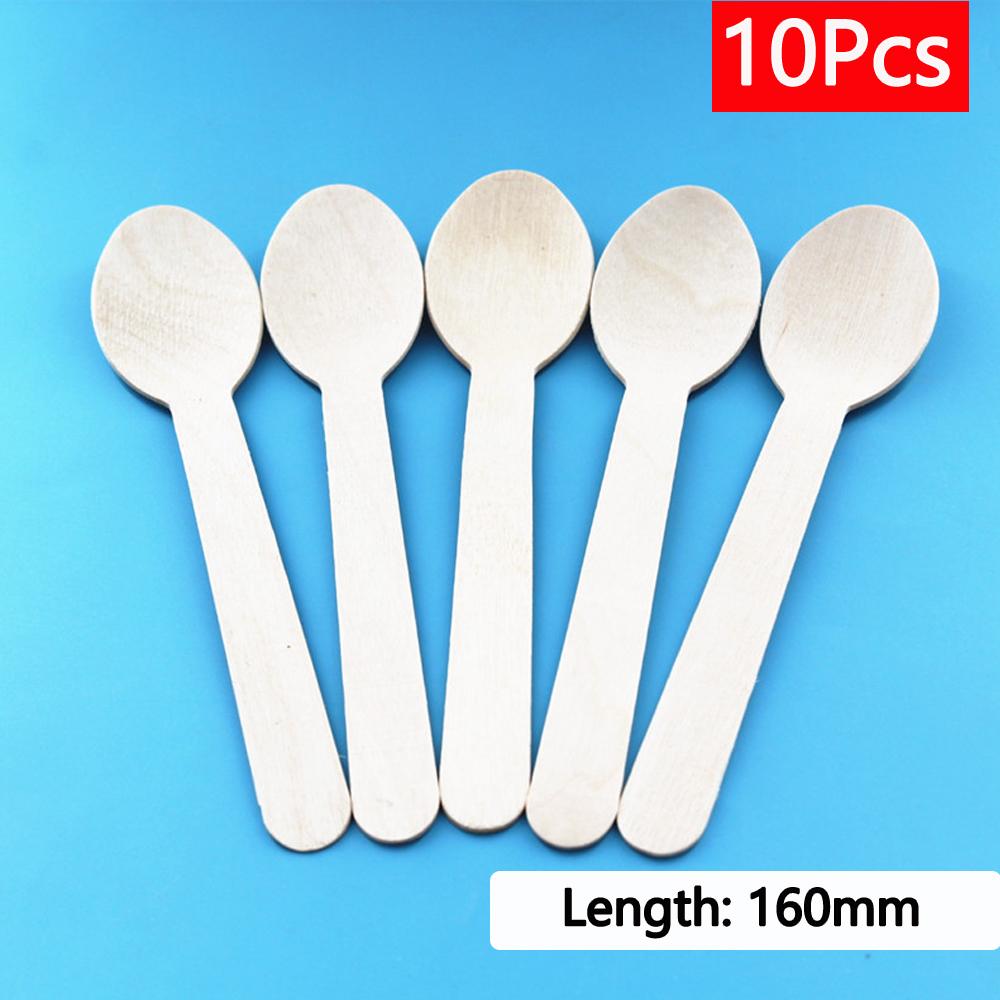 10/150/500 szt. Jednorazowe drewniane sztućce widelce/łyżki/noże nóż artykuły imprezowe przybory kuchenne deser zastawa stołowa opakowanie 16 cm