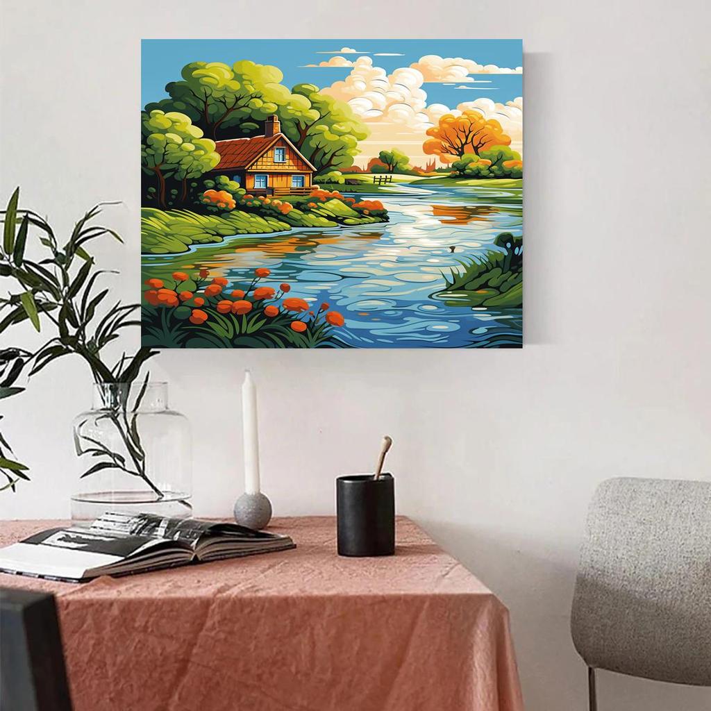 RUOPOTY Seturi de peisaj de pictură cu numere, desen pe pânză, pictat manual, cadou de artă, decor acasă