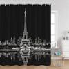 Pink Fashion Romantic Shower Curtain Paris Landscape Dress Pink Bathroom Decoration Modern Bathroom Curtain with Hook