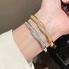 Geometric Zircon Cuff Bracelet With 18k Gold Plating For Women Elegant Accessories