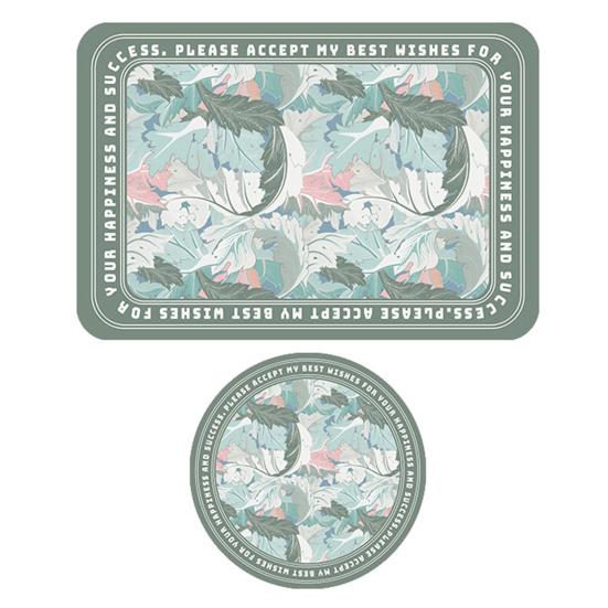 2Pcs Vintage Flower Placemat Waterproof Heat-Resistant Non-slip PVC Heat Insulation Rectangle Round Dining Table Protection Decoration