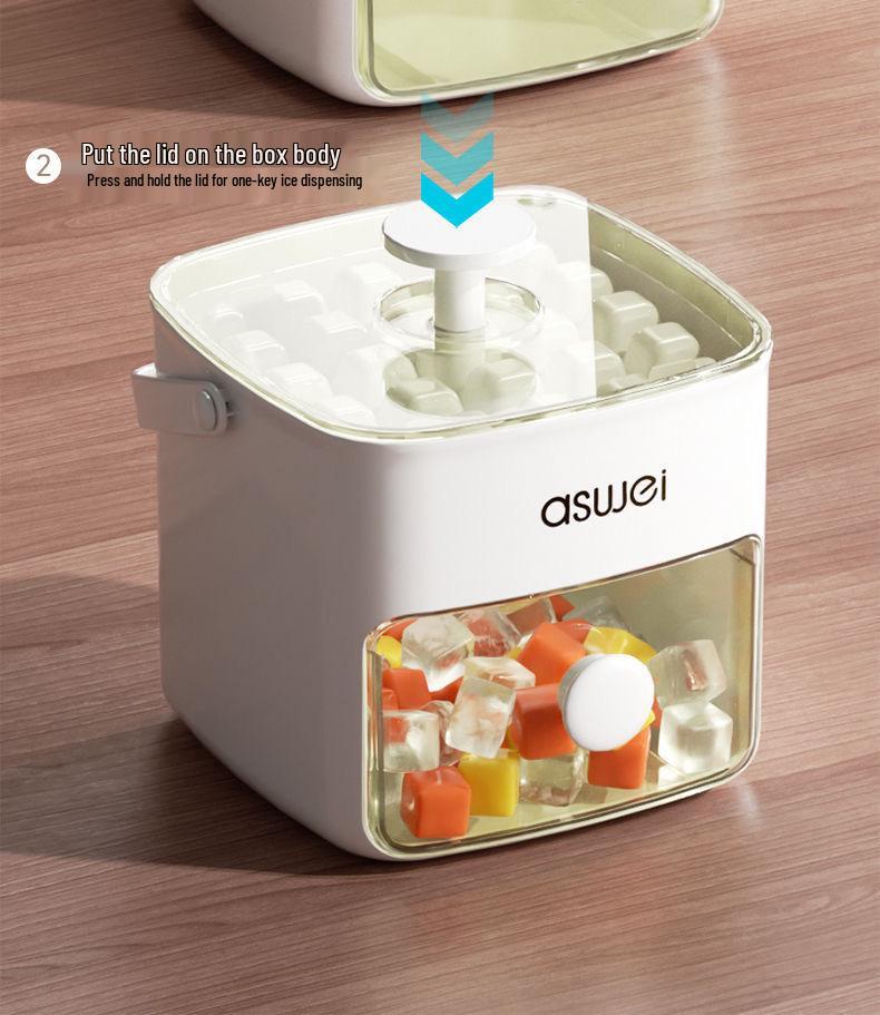 Mold Storage Refrigerator Ice Tray with Lid - Large Capacity, Food-Grade, Press-to-Release for Homemade Ice Cubes