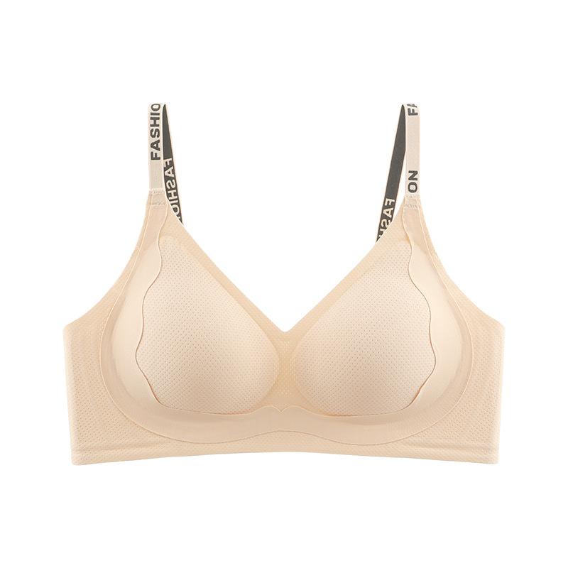 Summer Thin Ice Silk Seamless Mesh Breathable Underwear Women's Jelly Soft Support Comfortable Adjustment Girl Bra Cover