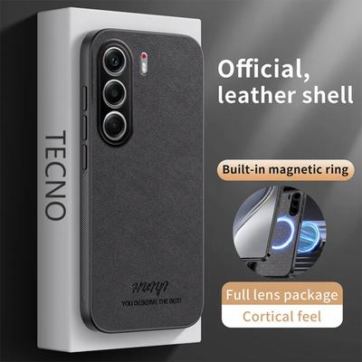 Leather Case for Tecno Camon 40 Pro 4G 5G Car Magnetic Holder Wireless Charging Silicone Hard Phone Cover Camon40Pro CM6 CM7