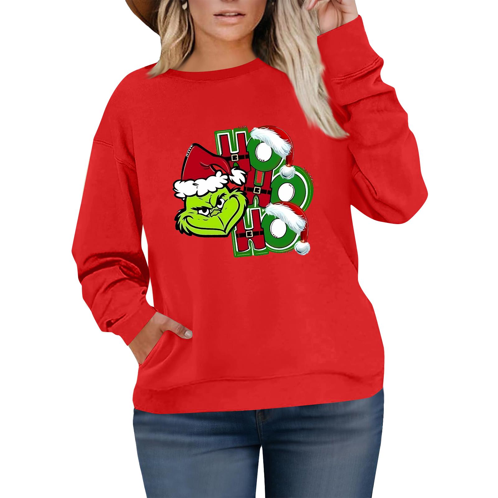 

Женский модный повседневный пуловер большого размера с длинным рукавом и принтом XXXXL красный