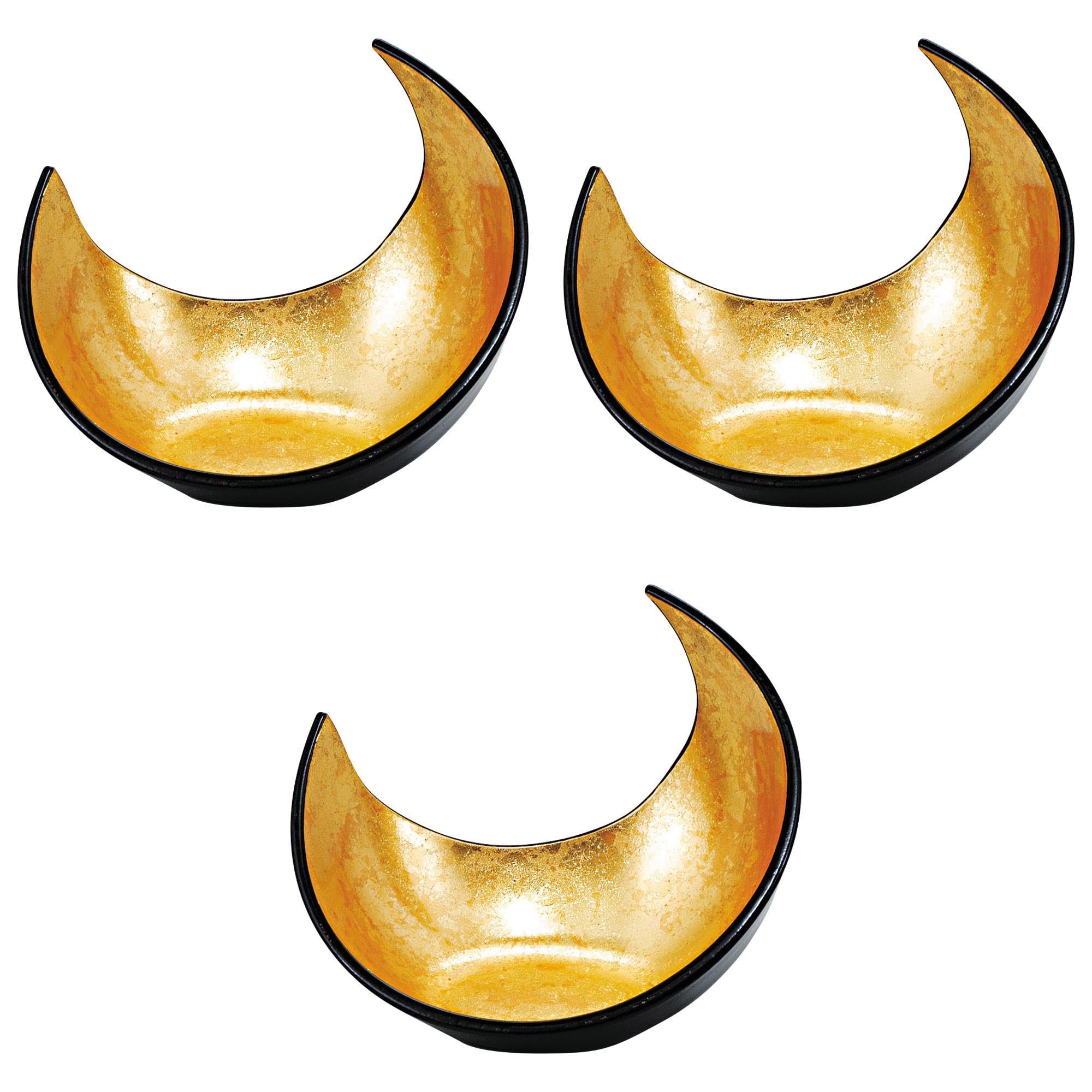

Set of 3 Crescent Serving Dish with Gold Leaf x x Resin Serving ABS Setomonohonpo [A] Two-Color [15.8 11.6 12.6 cm] Dish, Resin,
