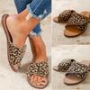 Dámská dámská móda ležérní ploché leopardí boty pantofle Peep toe sandály