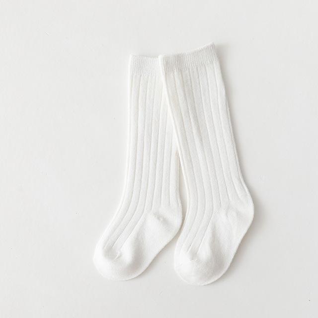 New Solid Baby Boys Girls Knee High Long Socks Cotton Breathable Stripe Soft Kids Sock Children School Uniform Stripe Socks