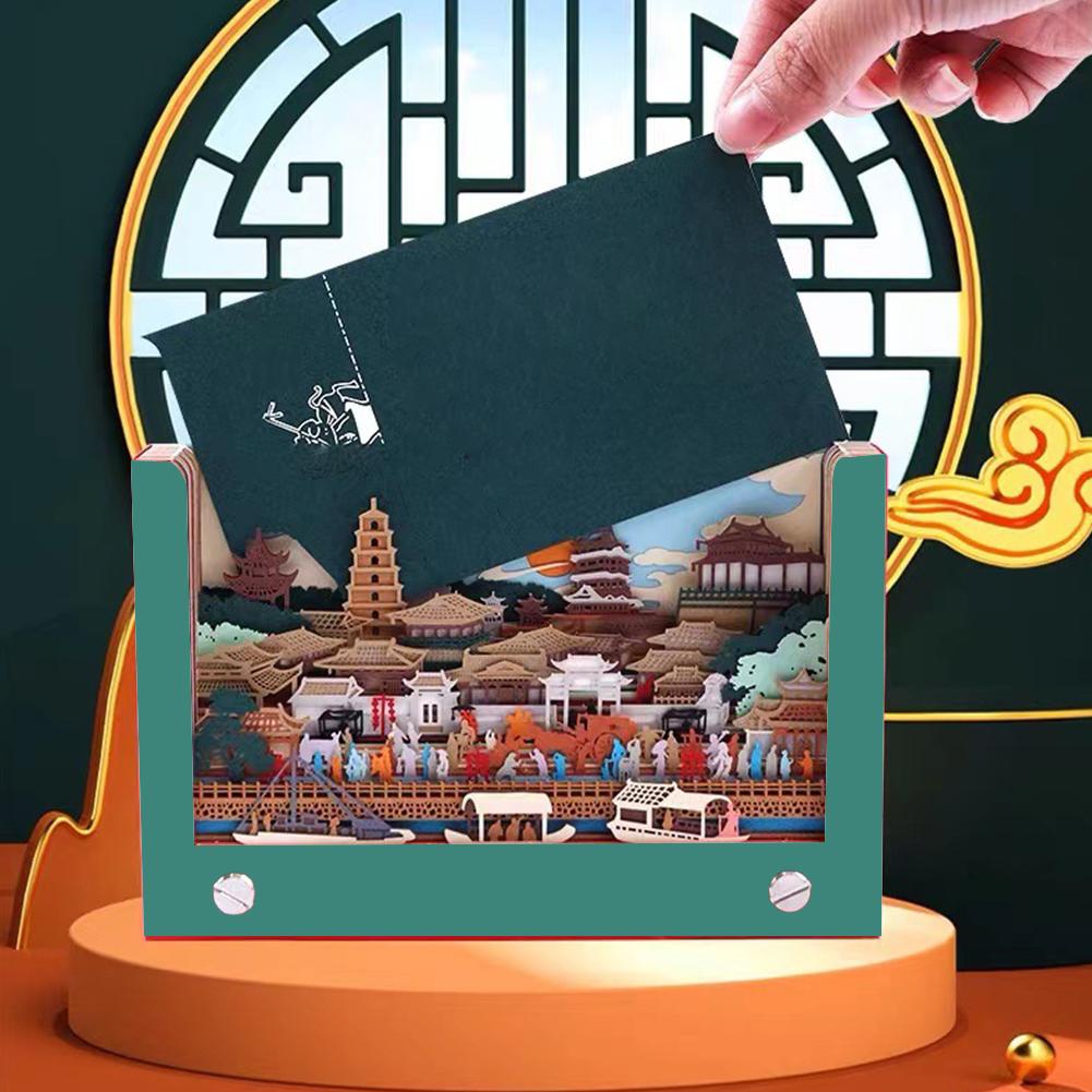 Chang 'an Street Pad, Paper Engraved Ancient Style Cute Pad 3D Memo Stickers Office For Best Fr Z9W6