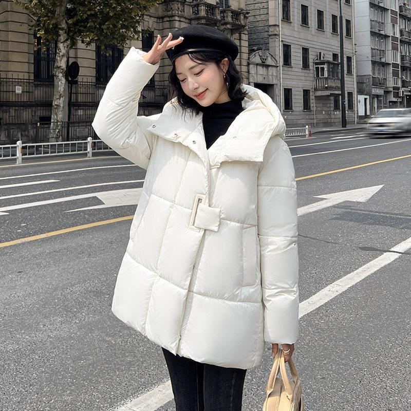 Wind Long Down Cotton Clothes Women's Winter New Fashion Thickened Hooded Warm Loose Cotton Jacket