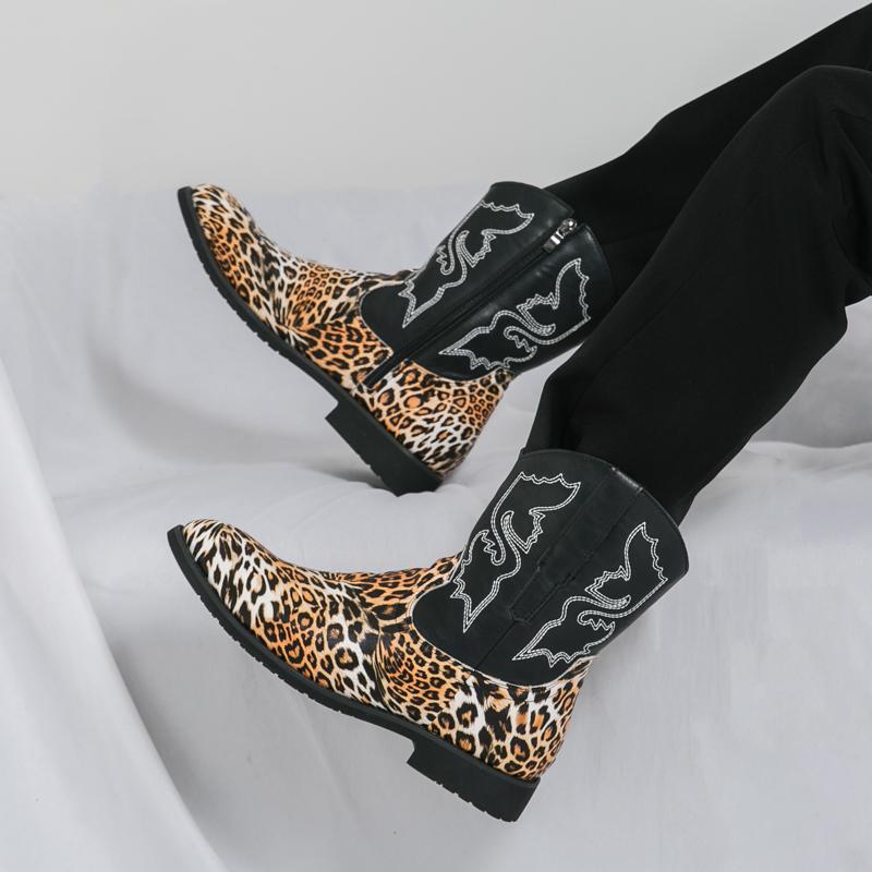 Fashion Retro Style West Cowboy High Top Embroidery Boots Autumn New Men Outdoor Casual Boots Fashion Soft Sole Comfort Motorcycle Boots