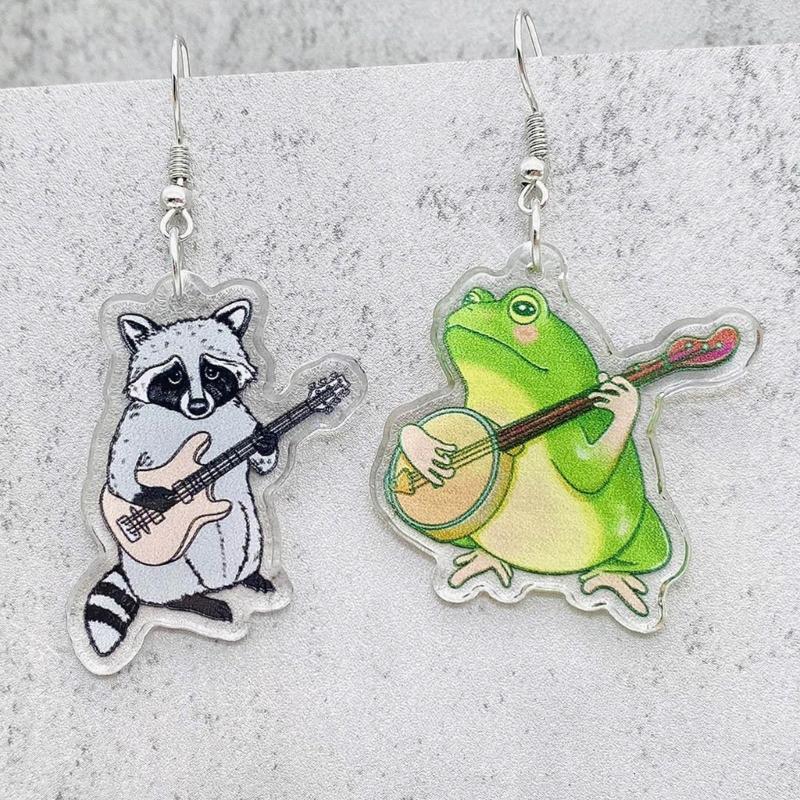 Cute Mushroom Frog Earrings Drop Earrings Acrylic Cartoon Balloon Print Dangle Earrings Ear Dangles Ear Pendant for Girl