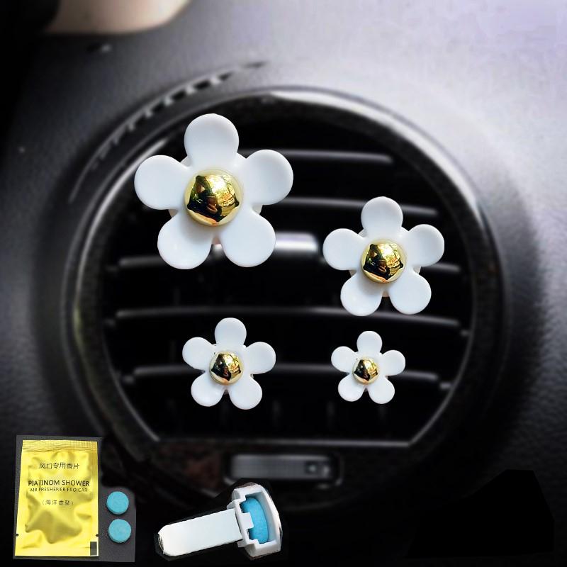 

Crystal Daisy аксессуары для интерьера автомобиля, чехол для зеркала заднего вида, кожаный чехол для зеркала заднего вида, украшение для женщин и 4pc perfume clip