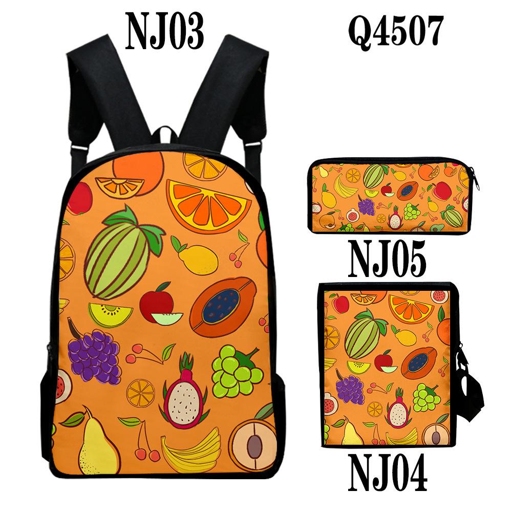 Classic Novelty Peculiar Fruit 3D Print 3pcs/Set Pupil School Bags Laptop Daypack Backpack Inclined Shoulder Bag Pencil Case