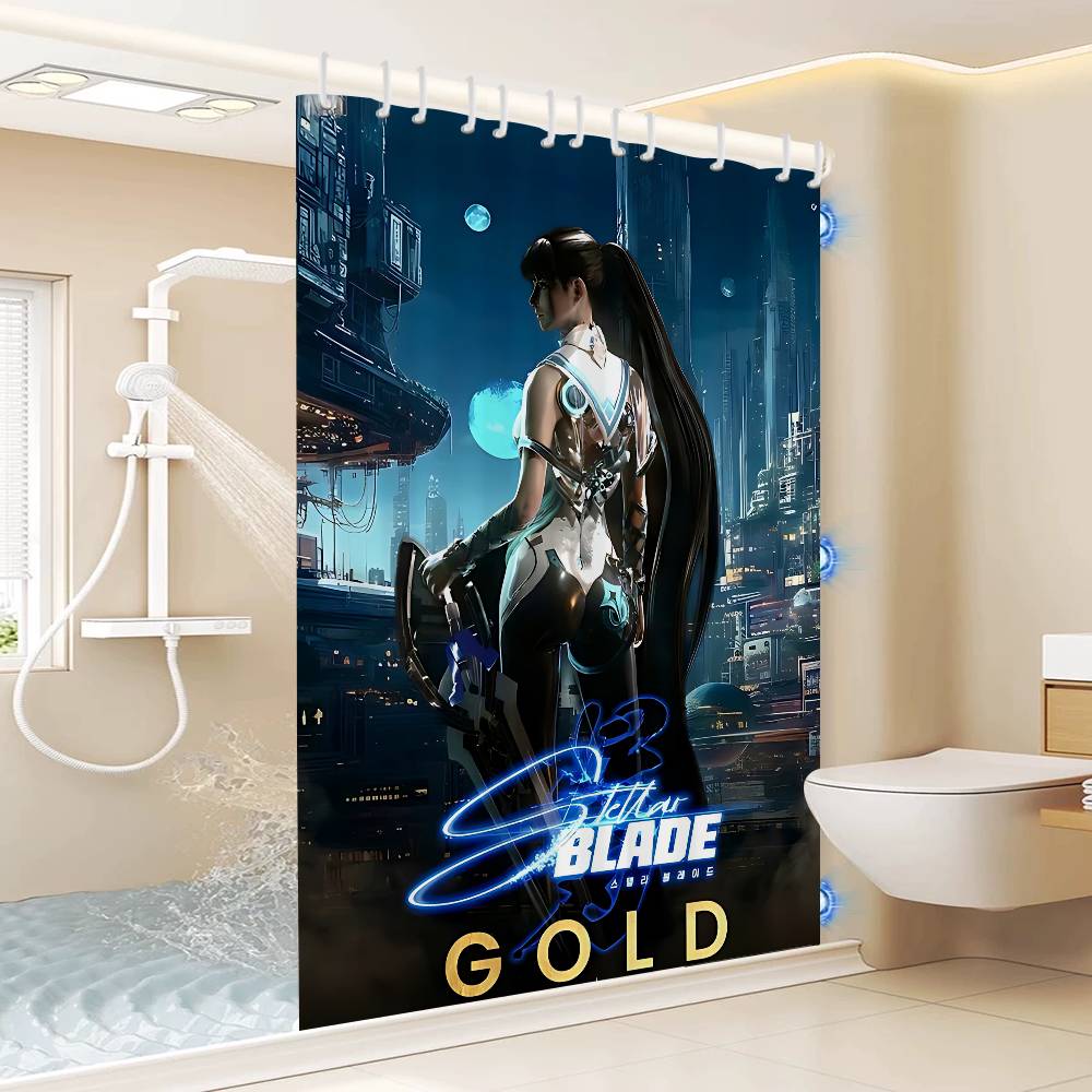 Game Stellar Blade Bathroom Shower Curtain Shielding Partition Shower Curtain Quick Dry Can Be Scrubable Light Opaque Bath