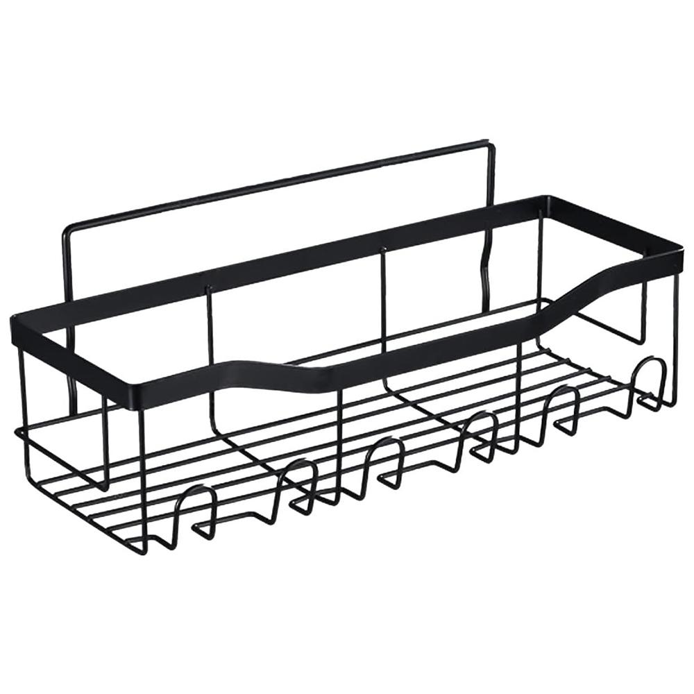 2Pcs/Set 6-Hook Punch-Free Carbon Steel Storage Basket Bathroom Draining Organization Rack