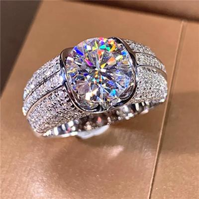 Luxurious Fashion Jewelry Wedding Rings for Women Elegant Bright Copper Color Inlaid with White Zircon Punk Engagement Ring