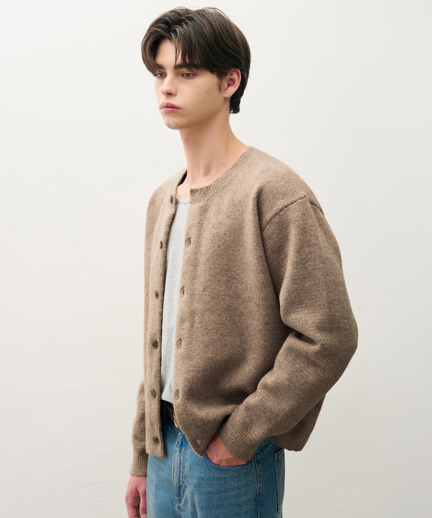 Draw Fit Urbane Wool Crop Knit Cardigan [Beige]