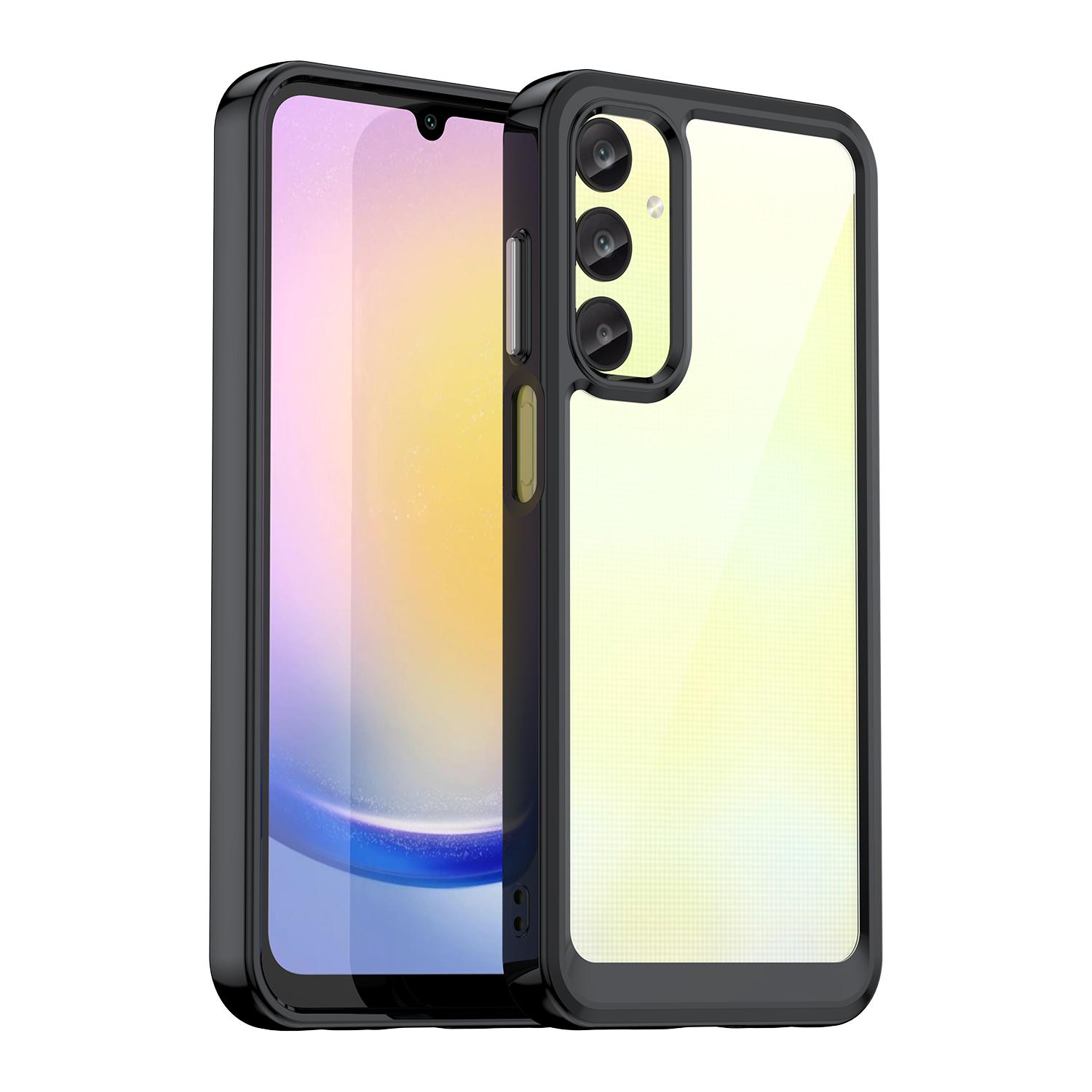 

For Samsung Galaxy A25 5G (Global) (161.0 x 76.5 x 8.3mm) Phone Case WANLONFENG XC Series TPU Acrylic Cover with Tempered Glass (Big Lens Hole) Black