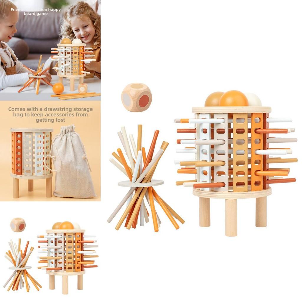 Wooden Tower Puzzle Game For Kids With Dice And Party Play Set