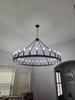 Farmhouse Industrial Rustic Black Wheel Chandelier for Dining Room, Bedroom, Foyer, or Living Room.