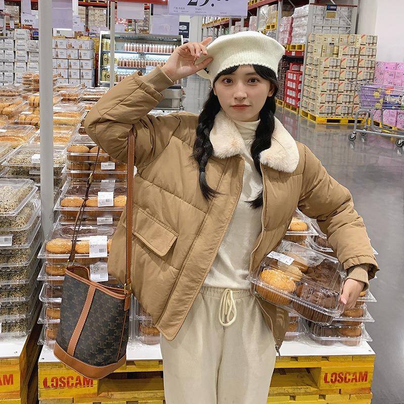Short Fur Collar Cotton-padded Clothes Women's Winter New Small Bread Clothes Jacket Autumn and Winter Sweet Cotton-padded Jacket
