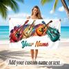 Music Guitar Theme Beach Towel Personalized Custom Name & Text Soft Quick Dry Beach Towel for Swimming Travel