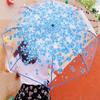 Paraguas plegable automático transparente con 8 varillas, paraguas de flores de cerezo, paraguas portátil para lluvia y sol, paraguas compacto para lluvia para mujer