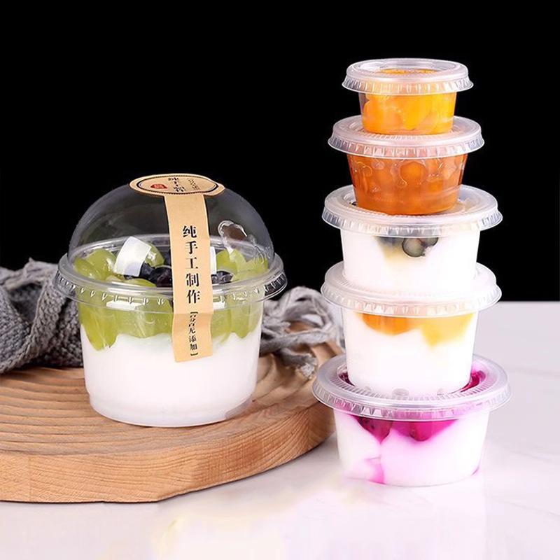 50/100 ks 250ml Jednorázový kelímek na salát Průhledné plastové kelímky na dezerty Misky Nádoba s kopulovitým/plochým víčkem na zmrzlinový košíček