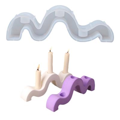 Geometric Curved Silicones Mold for Crafting Unique Candle Holders Irregular Candlestick Casting Expoy Resins Mould