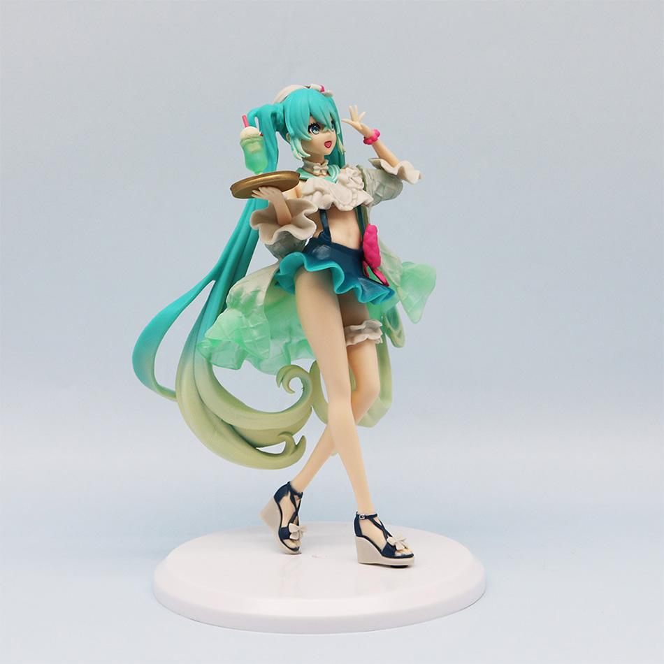 New Hot18cm Hatsune Miku figure Soda cream dress The Props Desktop Decoration Collection PVC Model Toys Kids Gifts