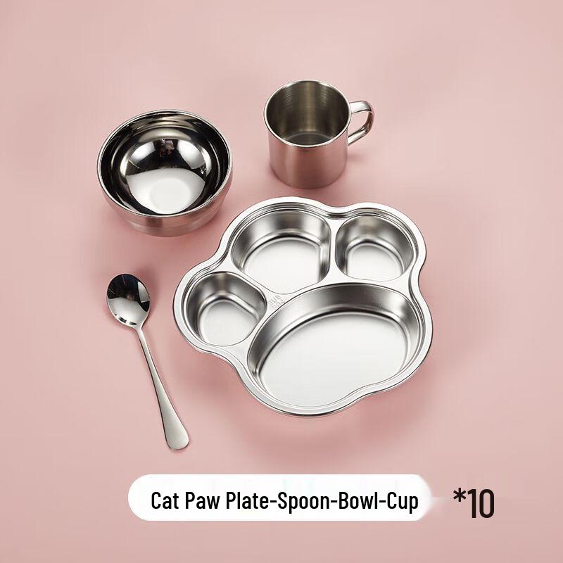 304 Stainless Steel Kids Divided Meal Plate Set