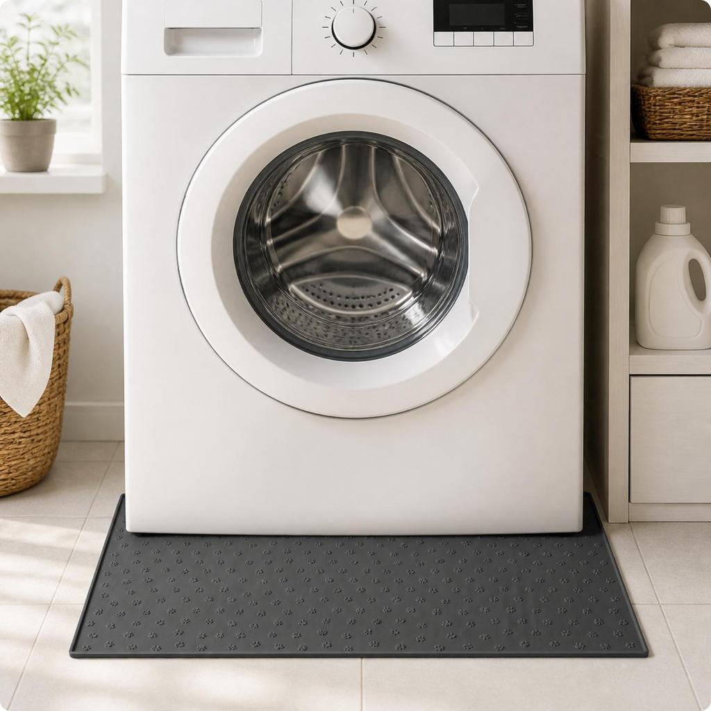 Washing Unit Floor Mat with Raised Edge Silicone NonSlip AntiVibration Washer Pad