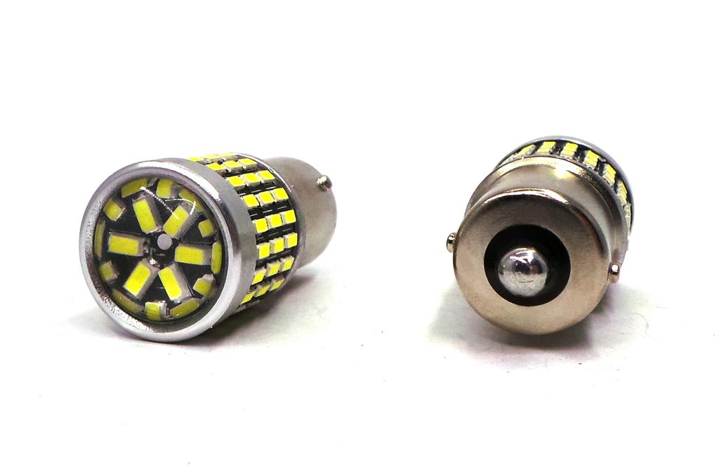 2 Pcs LED Bulb BA15S, P21W 12-24V CANBUS 2100 Lm White with Off-Road Lens