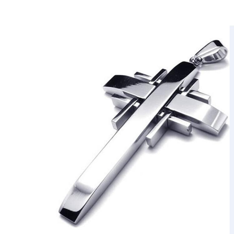 Europejski i Amerykański Styl Personalizowany Krzyż Męski Naszyjnik ze Stali Tytanowej Koreański Stop Wisiorek