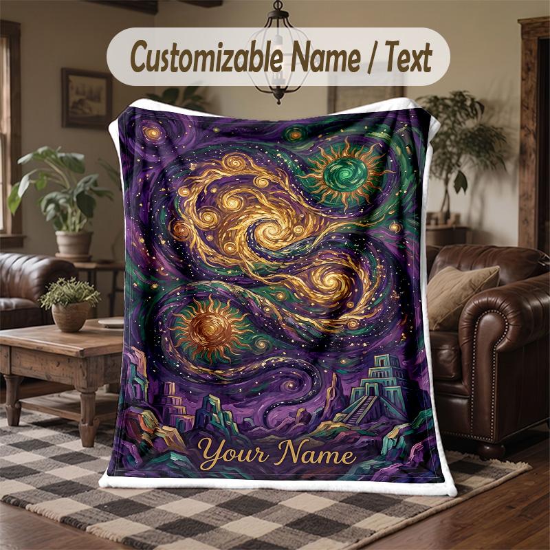 Fruitful Theme Throw Blanket Custom Name Text Personalized Blanket Soft Cozy Blanket for Home Sofa Bed