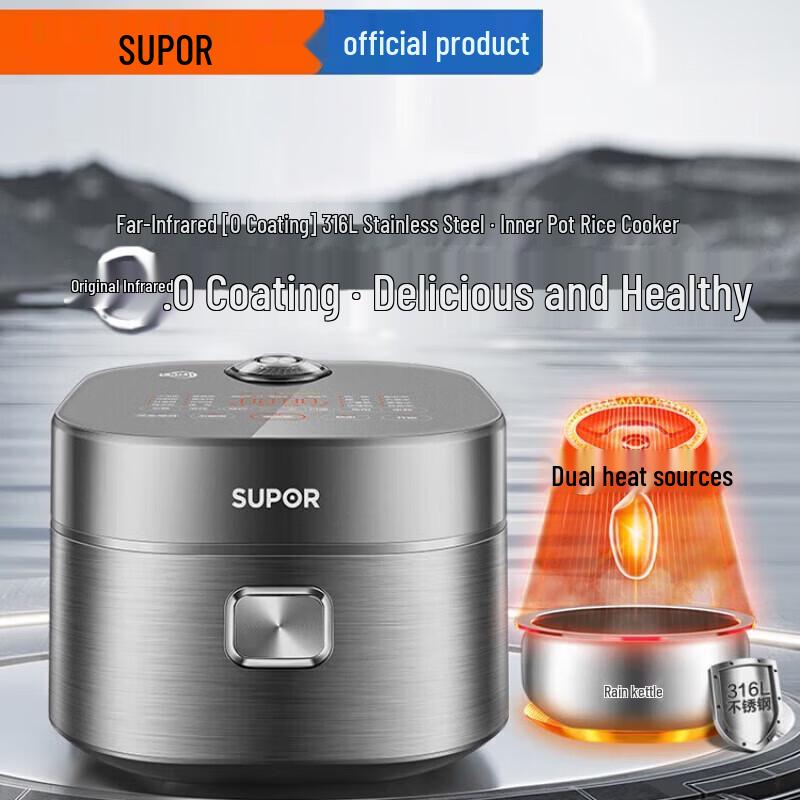 SUPOR SF40HC0808 4L Far Infrared IH Rice Cooker with Titanium 0-Coating CN plug (adapter included)