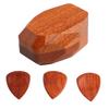 Guitar Pick Holder Wooden Small Portable Smooth Surface Guitar Accessories Storage Case with 3 Picks