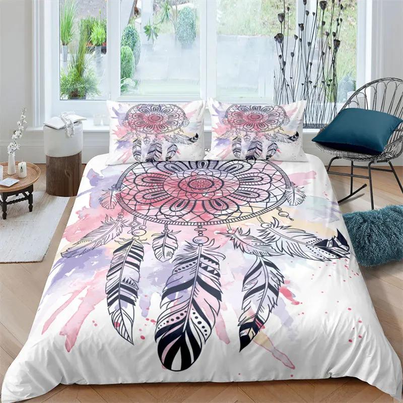 Comforter Dreamcatcher For Teen Girls Adult Bohemian Mandala Feather Print Bedding Set Queen Twin Microfiber Comforter