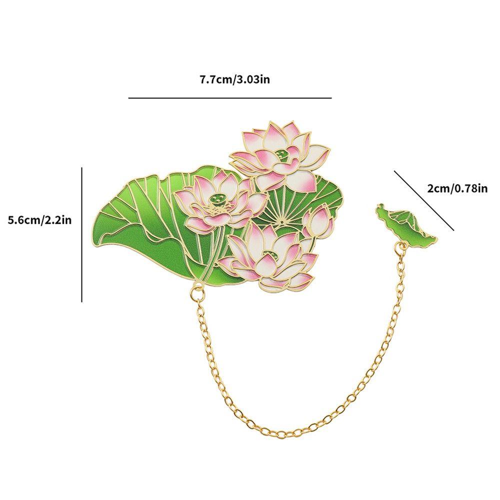 Creative Metal Lotus Flower Bookmark Painted Pendant Brass Bookmark Tassel Chinese Style Reading Markers Stationery