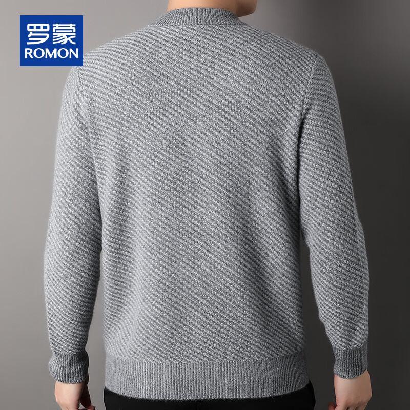 Romon Men's 100% Pure Cashmere Thickened Round Neck Sweater