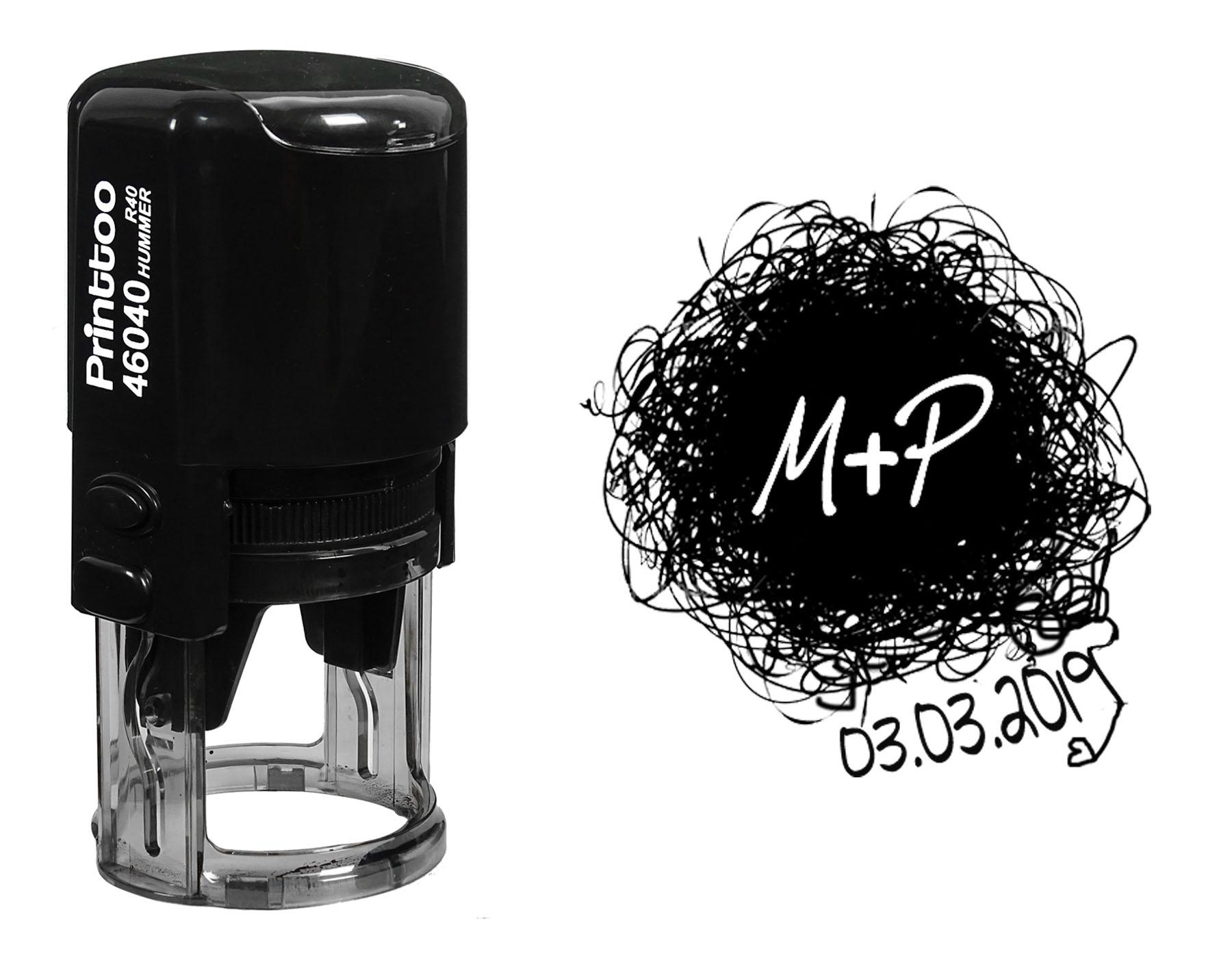 

Printtoo Self Inking Custom Round Scribble Rubber Stamp Save The Date Personalized 40 mm Diameter (Approx) чёрный