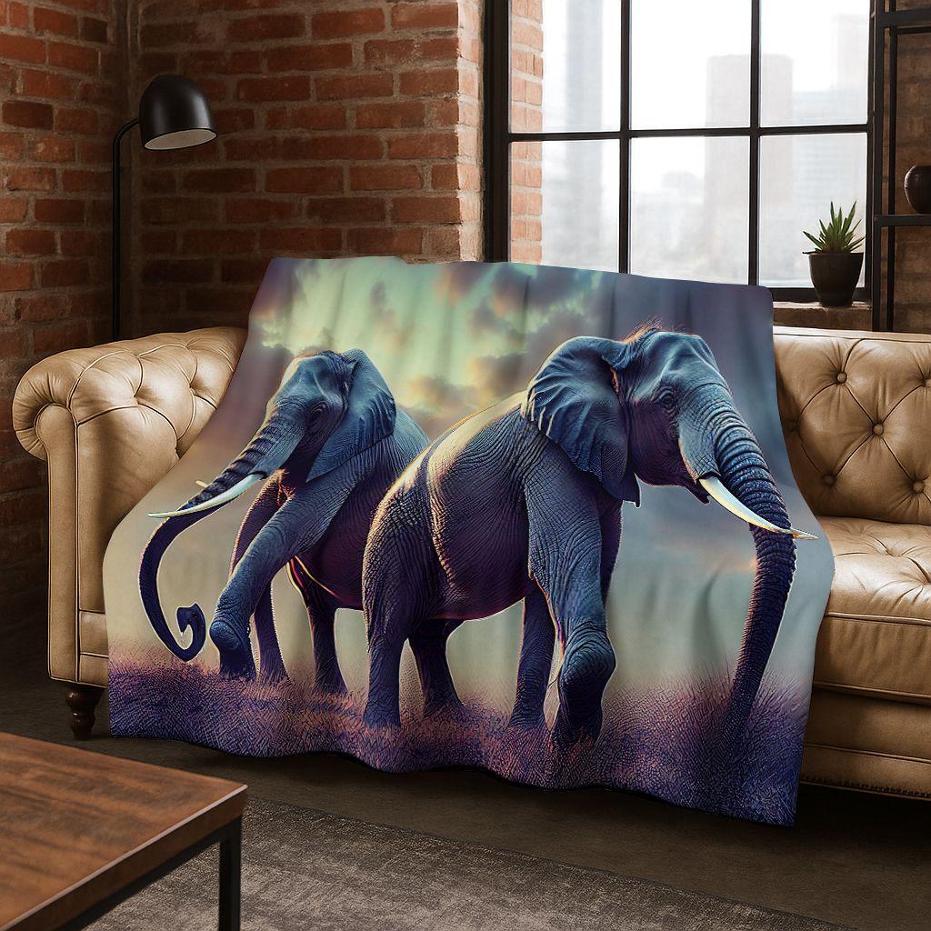 26 Style Wisdom Elephant Cartoon Flannel Blanket,Cozy Soft Throw Blanket for Home Bedroom Bed Sofa Picnic Office Cover Gift Kids