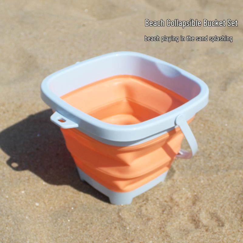 Cross-border Kid's Beach Toy Set: Folding Bucket, Shovel, Sand Tools & Sandglass Accessories