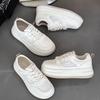 Leather Mesh White Shoes Women's Shoes 2025 Spring and Summer New Breathable Versatile Thick-soled Thin Casual Sports Sneakers