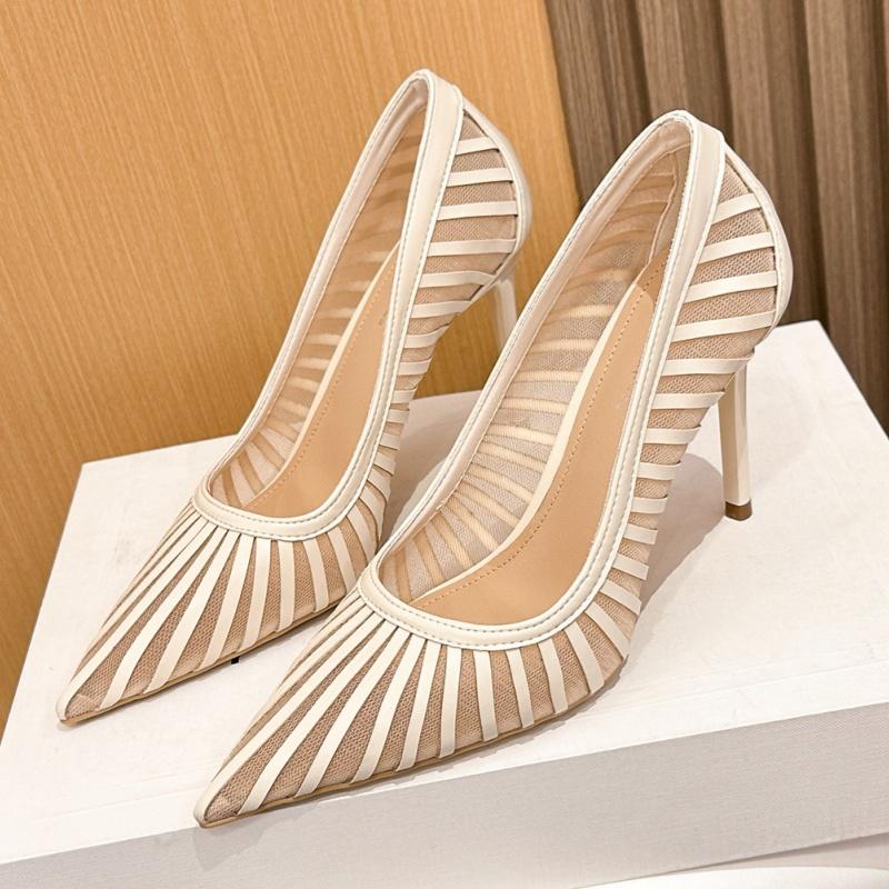 Mode 2025 Frühling und Sommer Neuer Stil Damen Pumps Spitzschuh Slipper Damen Schuhe Mesh Elegant High Heels Schuhe Zapatos De Mujer